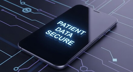 Fototapeta premium Patient data secure protecting health information on mobile devices
