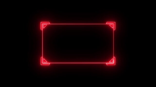 Futuristic frame animation with red neon glow. Futuristic frame digital interface border design. Futuristic frame technology display graphic on black background for tech.