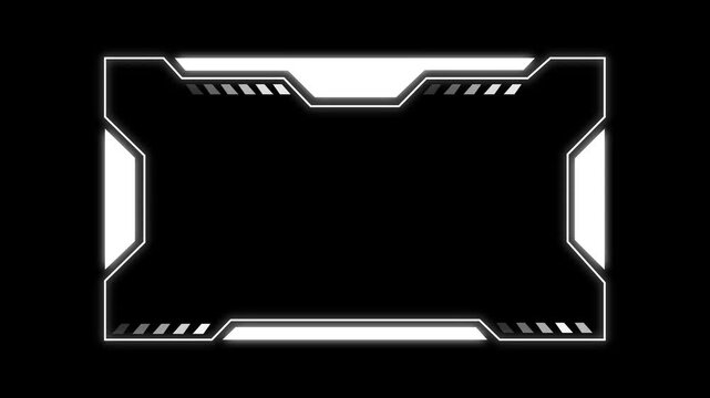 Futuristic hud frame animation with neon accents. Futuristic hud frame digital interface border. Futuristic hud frame technology display graphic on black background for tech.