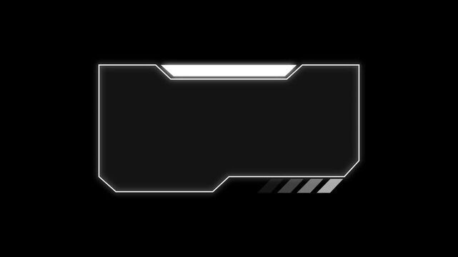 Futuristic hud frame animation with neon glow. Futuristic hud frame digital interface border. Futuristic hud frame technology display graphic on black background for software.