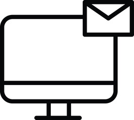 Fototapeta premium Computer monitor receiving new email notification on a transparent background during digital communication