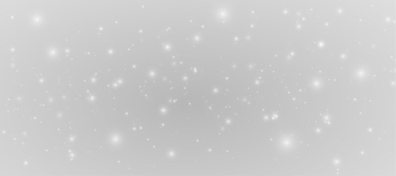 Magical silver stardust and sparkling glitter confetti on transparent background, luxury light effect with warm bokeh and glowing rays, elegant celebration illustration vector and png.