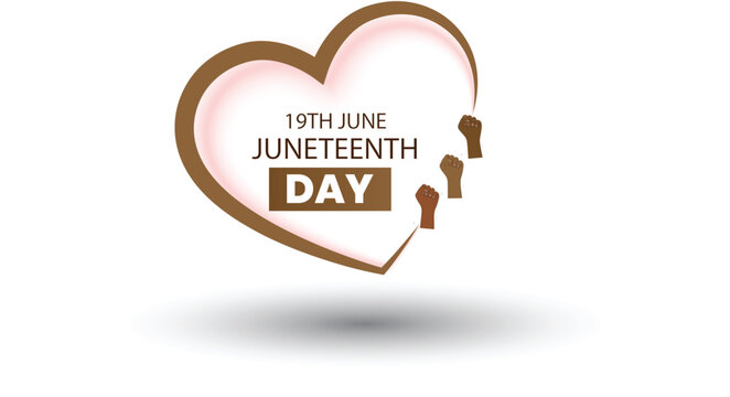 Juneteenth Day June 19th Heart Shape Vector &ndash; Freedom Celebration Illustration with Typography _ Juneteenth 19th June Heart Icon Vector &ndash; Brown and Pink Freedom Day Symbol Illustration , Juneteenth Da