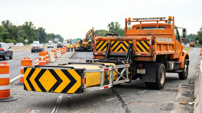 Truck-mounted attenuator (TMA) deployed behind a work zone shadow vehicle