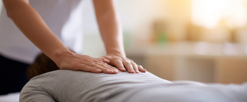 Therapist giving back massage treatment