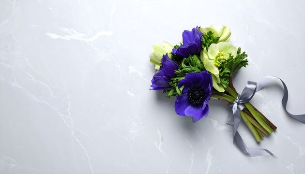 Elegant floral arrangement with violet blooms and soft background high resolution picture