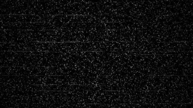 Heavy VHS static noise texture with broken horizontal signal lines and analog TV interference overlay for video editing
