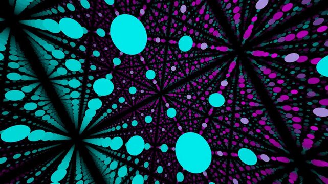 Visualizing the Digital Age Abstract Network of Spheres and Particles Illuminated in Vibrant Cyan and Magenta Hues Forming an Interconnected Grid of Dots in Dynamic Moti