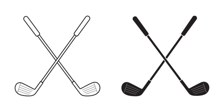 Golf Clubs Illustration, minimalist crossed golf clubs vector design for sports marketing golf equipment promotion business presentation branding concept illustration