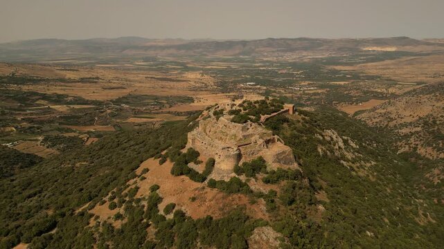 Aerial View of Nimrod Fortress on Mountain Ridge Israel