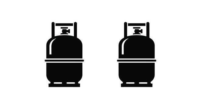 propane tank silhouette two gas cylinders on white background