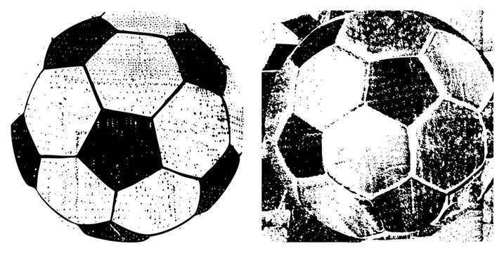 Gritty halftone football with wear & tear, evoking streetball or retro backyard matches ideal for rugged logo apparel.