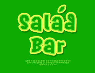 Naklejka premium Vector Vegan emblem Salad Bar. Creative Green Font, Unique set of Handwritten Alphabet Letters and Numbers