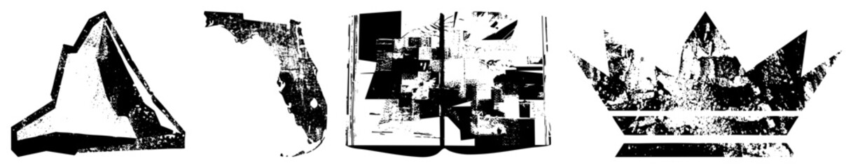 Obraz premium Rugged mountain, Florida shape, abstract book, crown gritty blending urban decay & vintage charm. Ideal for edgy branding or streetwear. Call them skid lids or brain buckets they’