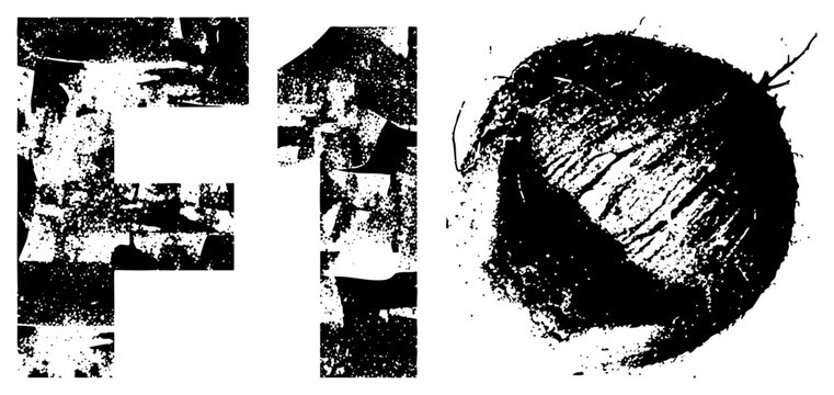 Rugged F10 lettering in high contrast black, gritty stencil style, urban street art vibe, sometimes called &ldquo;Ften&rdquo; or &ldquo;F one zero&rdquo; by designers. Perfect for edgy branding or punk themed posters.