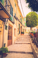 Fototapeta premium street in old town of Valdemossa, Majorca, Spain, Belearic islands