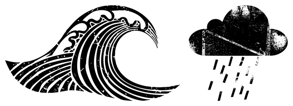 Ocean swell clouds in gritty &ldquo;tidal curl,&rdquo; &ldquo; puffer&rdquo; for surfers/weather nerds. Halftone textures, bold coastal grit ideal for merch/branding.