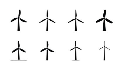 Clean wind turbines vector symbols for sustainable electricity themes © MdTaz