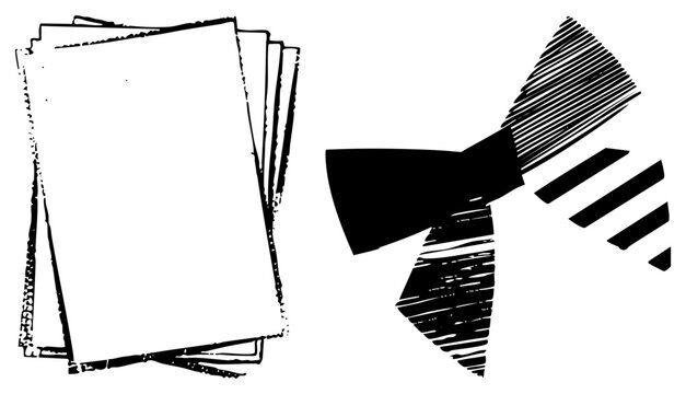Sketch style paper stack with scribble arrow, nicknamed &ldquo;doc dump&rdquo; conveys urgency (&ldquo;rush job&rdquo;) via hatched strokes. Stark black and white, no background clutter. Ideal for energetic layouts.