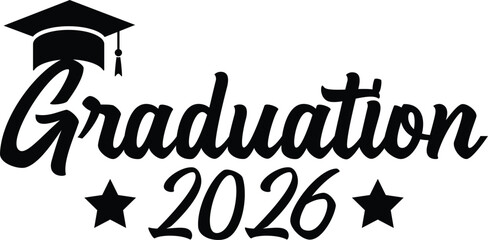 Graduation 2026 typography clip art design on plain white transparent isolated background for card, shirt, hoodie, sweatshirt, apparel, tag, mug, icon, poster or badge © AllYearRoundDesigns