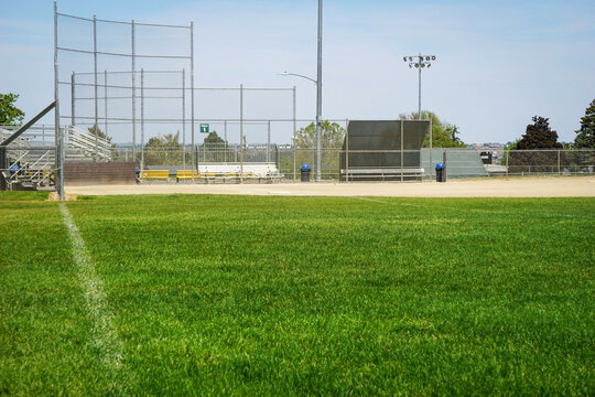 Baseball and softball field viewed from outfield