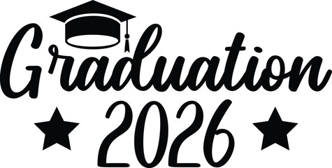 Graduation 2026 typography clip art design on plain white transparent isolated background for card, shirt, hoodie, sweatshirt, apparel, tag, mug, icon, poster or badge © AllYearRoundDesigns