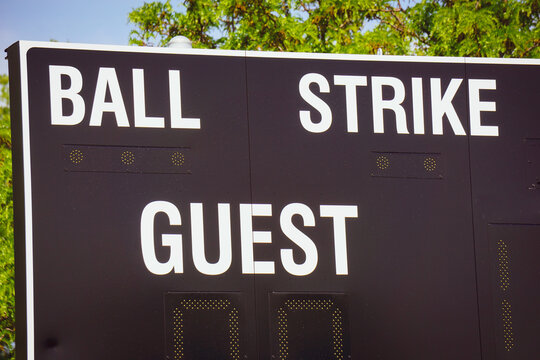 Baseball and softball sports scoreboard at park