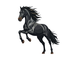 Fototapeta premium Powerful Black Stallion Horse Galloping Action Silhouette