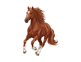 Obraz premium Beautiful Chestnut Brown Horse Galloping Action Illustration 