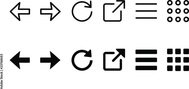 Minimal navigation icon set with map pin, compass, folded map, routing path, destination marker, and tracking symbol in outline and solid black vector styles for modern travel and gps app design