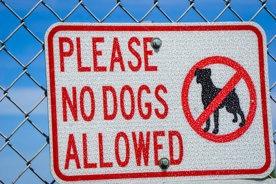No dogs allowed sign on fence