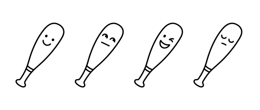 baseball-bat cute monoline vector set collection
