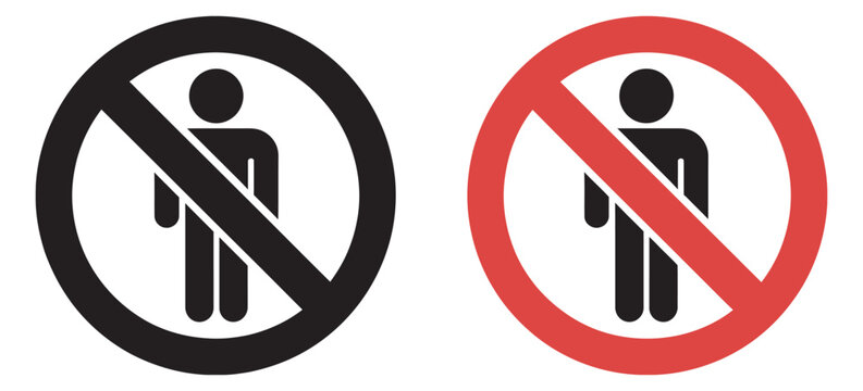 No Entry Person Sign, prohibited access symbol vector illustration for restricted area safety warning pedestrian access control and warning signage design