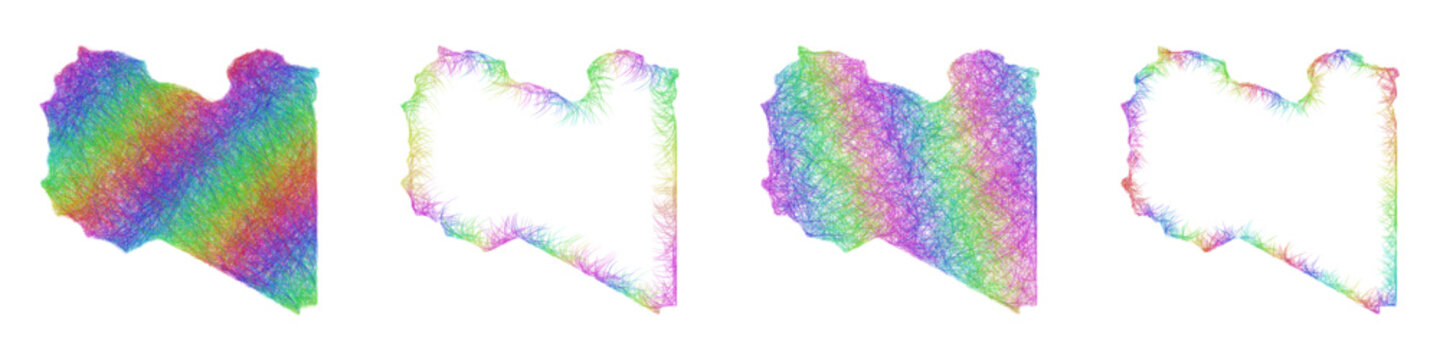 Rainbow sketch Libya map design set