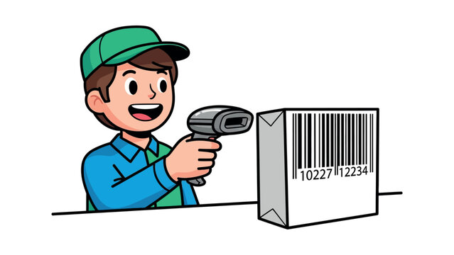 Man scanning package with barcode reader.