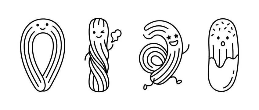 churro cute monoline vector set collection