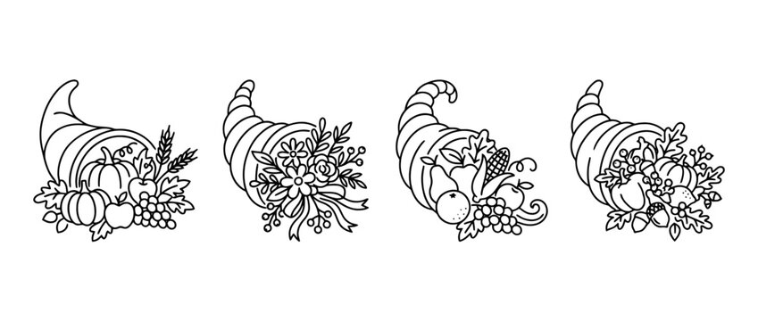 cornucopia cute monoline vector set collection