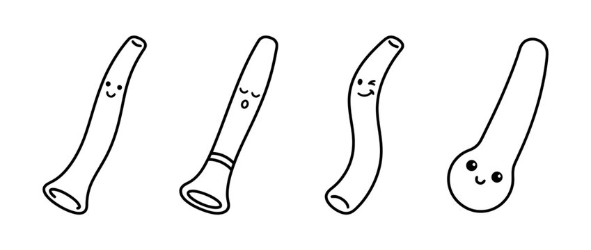 didgeridoo cute monoline vector set collection