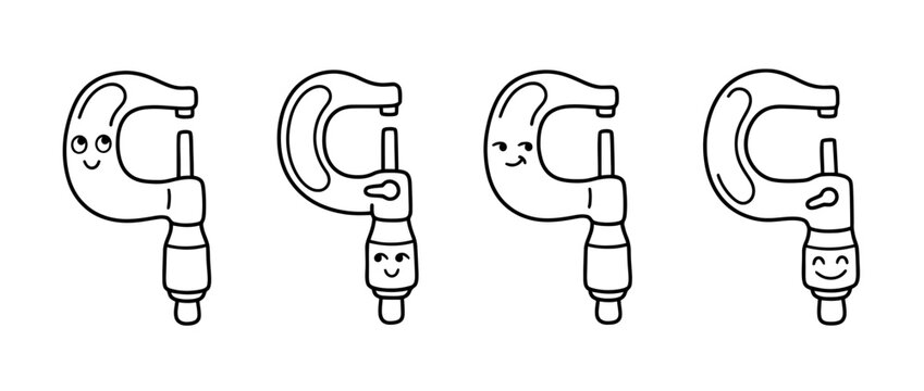 micrometer cute monoline vector set collection
