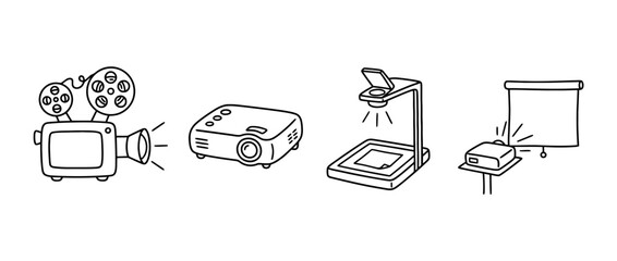 Fototapeta premium projector cute monoline vector set collection