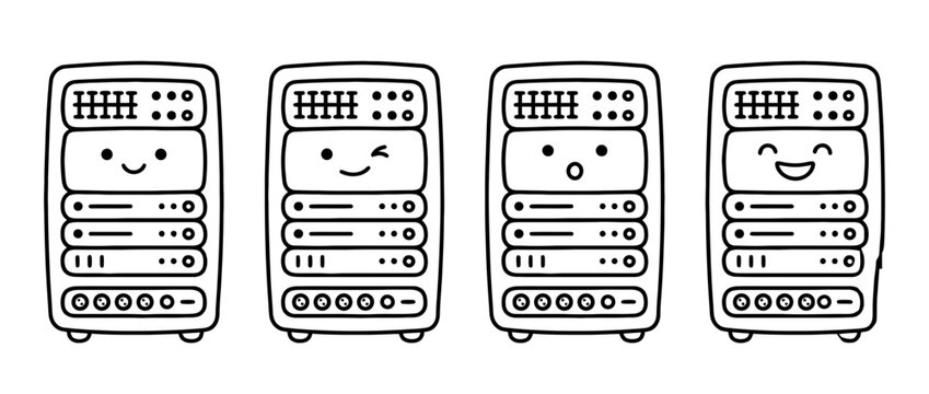 server-rack cute monoline vector set collection