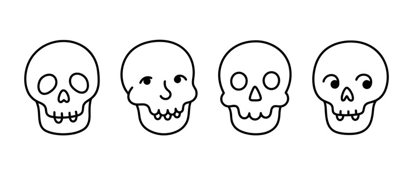 skull cute monoline vector set collection