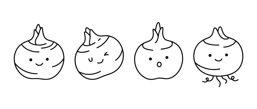 water-chestnut cute monoline vector set collection