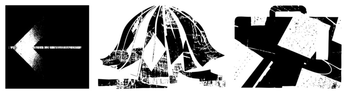 Edgy vector cutout spray painted left arrow, cracked &ldquo;shatterdome&rdquo;/&ldquo;碎顶&rdquo;, chaotic. Rough stencil, high contrast B&W. Ideal for punk branding or streetwear.