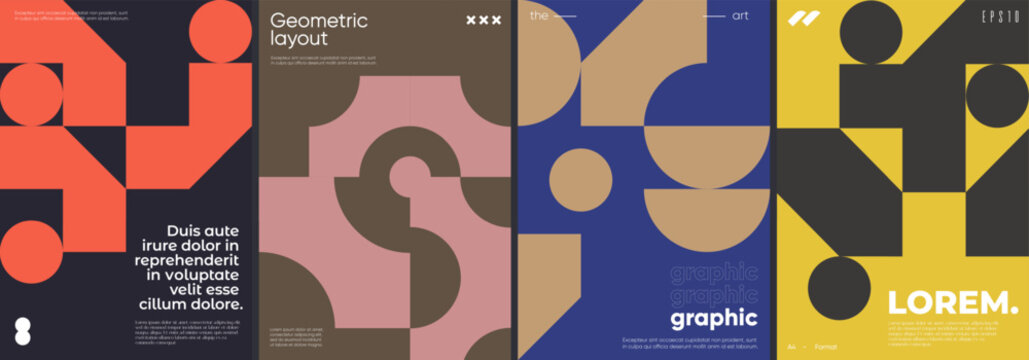 Simple geometric covers set. Minimalist vector templates.