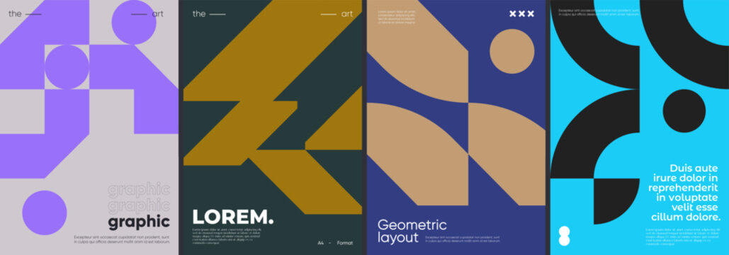 Simple geometric covers set. Minimalist vector templates.