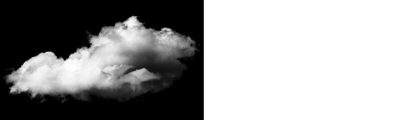Obraz premium Single white cloud isolated on black background isolated on transparent background