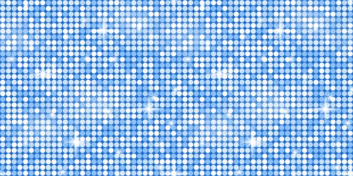 Disco blue sequin with background glitter texture for backdrop purple glam. Dance tile pattern with ball party seamless for mosaic retro sparkle. Floor vector disco with iridescent background