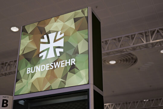 Hannover, Germany - April 22, 2026: Bundeswehr  logo in Hannover - The Bundeswehr are the armed forces of the Federal Republic of Germany