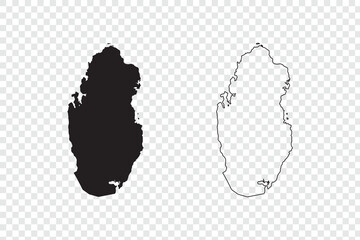 Outline and solid silhouette map of Qatar simple vector illustration for geography or travel concepts isolated on transparent background © Maria